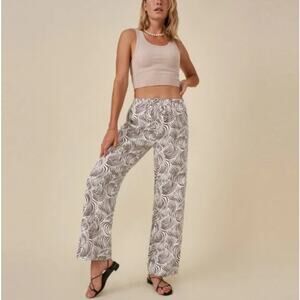 REFORMATION Olina Straight Leg 100% Linen Pants Optical Brown Women Size XL NWOT